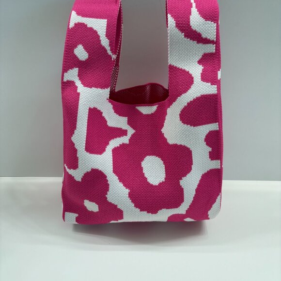 Wrist Tote Bag - 100% Polyester- Hot Pink/ White Daisies - NWT - Picture 4 of 8